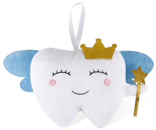 NQEUEPN Zahnfee Kissen mit Tasche und Flügeln, Zahnfee Kissen Personalisiert für Mädchen und Jungen Zahnfee Puppe Zahnfee Beutel/Tasche Zahnkissen Mädchen Souvenir für Den Verlorenen Ersten Zahn