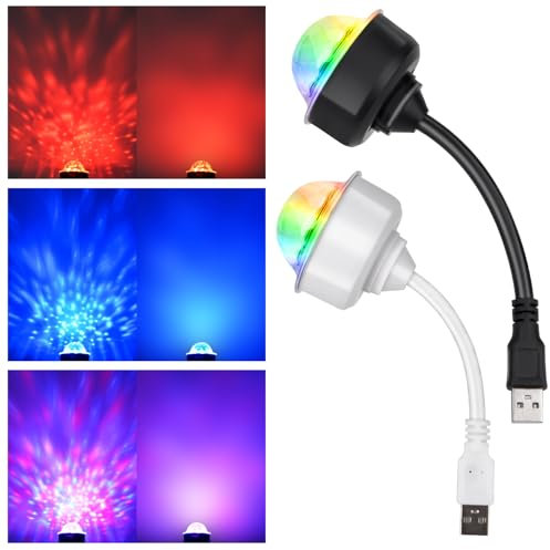 USB Mini Disco Ball Licht, 2Pcs Sound Aktivierte Discokugel, Discolicht Partylicht, RGB Ball Licht LED, Dj Lichter, Disco Kugel Licht für Familientreffen Geburtstag Hochzeit Weihnachten Partys