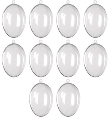 10St Ostereier zum Befüllen Plastik Transparente Kugeln Aufhängen Ostern Deko Hängende Ornamente Ostern Basteln Klare Fotokugel zum Basteln Malen Dekorieren DIY Ostern Handwerk für Kinder, 63x45mm