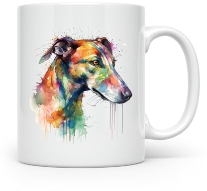 Anonymous Gifting Tasse mit Windhund-Motiv, Aquarelldruck, wunderschön, glänzend bedruckt