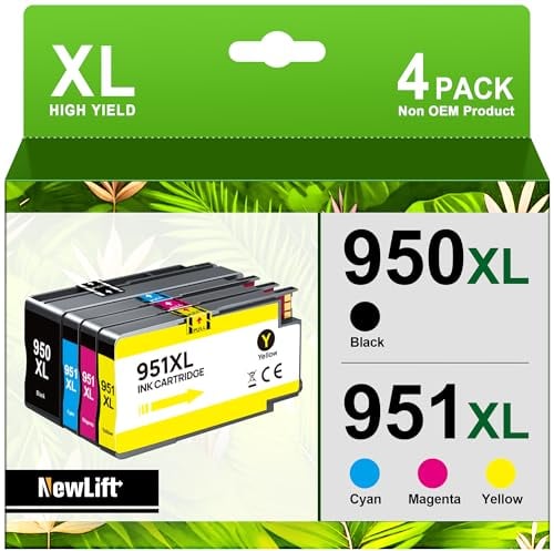 NewLift 950XL 951XL Druckerpatronen Kompatible für HP 951xl Multipack 950 für Officejet Pro 8600 8610 8100 8620 8615 8100 8625 8630 8640 8660 276dw 251dw Drucker (4er-Pack)