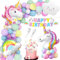 Einhorn Geburtstag Deko Set, XXL Einhorn Folienballons, Geburtstagsdeko Mädchen Einhorn, Einhorn Wolken Luftballons Helium, Macaron Latex Ballons, Kuchen Topper Einhorn für Mädchen Kinder Geburtstag