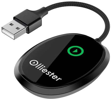 Olliester Adaptador CarPlay inalámbrico para Apple – Conexión rápida estable para convertir coches con cable de fábrica a CarPlay inalámbricos para iPhone – Sin latencia de iOS 10+ a pantalla con USB