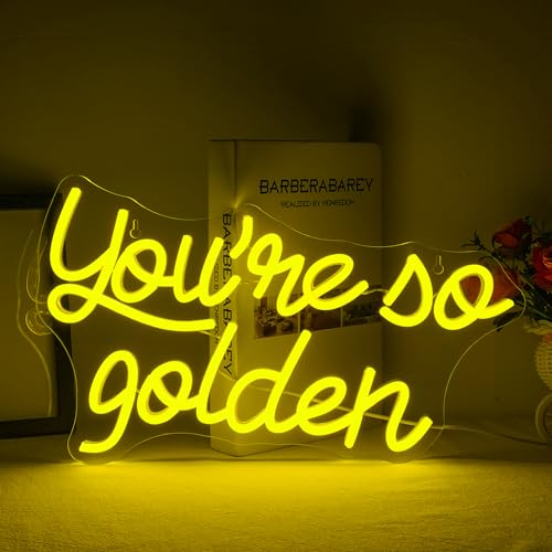 ineonlife You're So Golden Neon Schild Warmes Gelb Neon Schilder, Dimmbare Buchstaben Neon Lichter für Wanddekoration, USB Light Up Schild für Geburtstag Party Hochzeit Schlafzimmer Geschenk