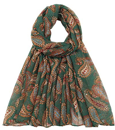 Schal Kariert Print Kopftuch Leichte Halstücher Haar Bandana Chiffon Halstuch Schals Mainzer Fastnacht Schal (Green, One Size)