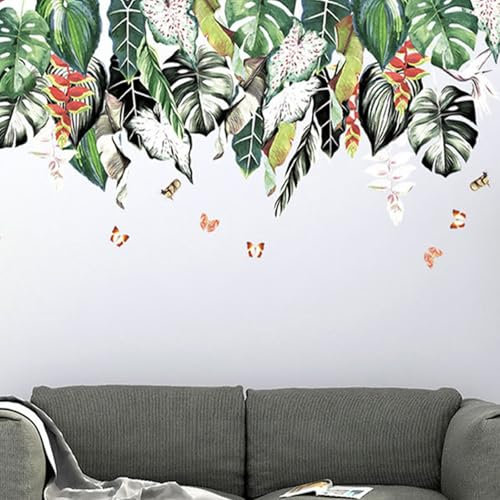 astylishome Personalised Wall Sticker Tropical Leaves Wall Decals Hanging Vines Green Plants Self Adhesive Wallpaper Wall Stickers Living Room Bedroom Office Wall Decor 0811