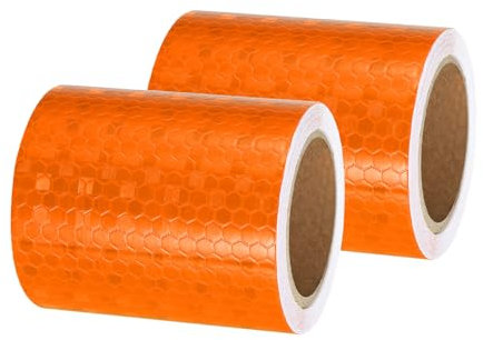 PATIKIL 2pcs Cinta Reflectante Adhesiva, 7cm x 3 m PVC Cinta de Advertencia de Seguridad de Alta Visibilidad Impermeable para Nocturna Camiones Coches Ropa, Naranja