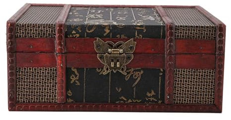 DriKou Schmuckschatulle aus Holz, Aufbewahrungsbox im Vintage-Stil im chinesischen Stil mit handgeschnitztem, vielseitig verwendbarem, kleinem, praktischem Schmucketui mit Deckel für Schmuck, Bücher