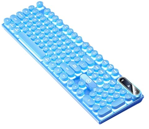 Clavier d'ordinateur éclairé - clavier lumineux, clavier mécanique rétro punk éclairé pour machine à écrire | cache-touches rondes, 104 touches, clavier de jeu coloré résistant aux