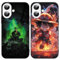 FGIAZDU Coole Handyhüllen für 16 Personen, japanische Anime-Cartoon-Charaktere, Druck für Männer, Frauen, Teenager, Comic-Manga-Muster, weiche TPU-Funda-Hüllen für 16, Silikon, Schwarz, 2 Stück