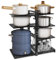 CASONNIK 6+1-Tier Adjustable Heavy Duty Pan Organizer Rack for Cabinet, Black Carbon Steel Kitchen Cookware Organizer