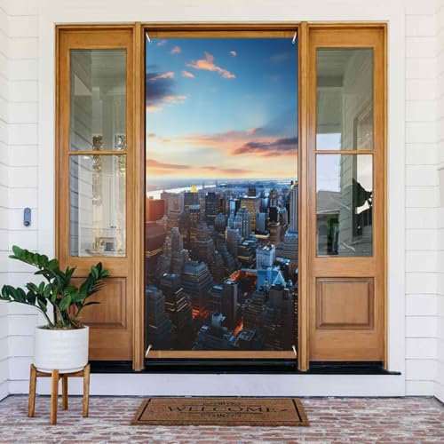 NONHAI Fengshui-Türvorhänge mit Skyline-Motiv von New York City, für Tür, Privatsphäre, Trennwände, Verdunkelungsvorhang, Stoff, für Schlafzimmer, Küche, Dekoration, Tür, Verdunkelungsvorhang, 90 x