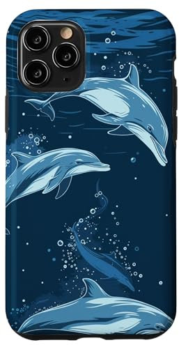 iPhone 11 Pro Blue Splash Dolphins Modern Ocean Case