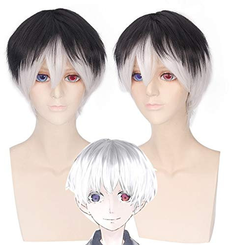 JUFKGBAR-Hochwertige Anime Tokyo Ghouls Ken Kaneki Cosplay Perücke Sasaki Haise Perücke Mädchen Jungen Renji Yomo UtaShort Schwarz Grau Synthetische Perücken One Size Haise Sasaki Perücken