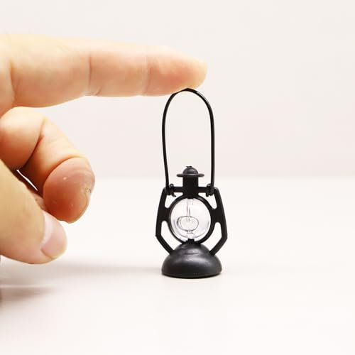 Linterna en miniatura, linterna de casa de muñecas, linterna de Halloween en miniatura, linterna de jardín de hadas, luz de lámpara al aire libre, luz de porche de casa de muñecas, para miniaturas de