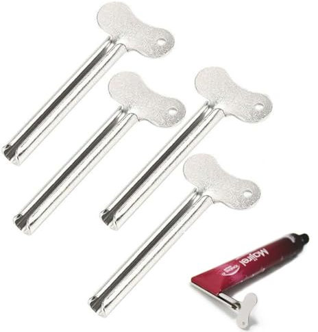 WeddHuis 4 pièces Presse-tube en Acier Inoxydable Presse-tube en Acier Inoxydable pour Cosmétiques, Crème pour les Mains, Colorant pour Cheveux, Pigments, pour Cuisine, Salle de Bain