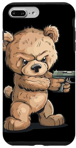 Hülle für iPhone 7 Plus/8 Plus Lustiger Teddybär mit Pistole in der Hand für Pistolen-Fans