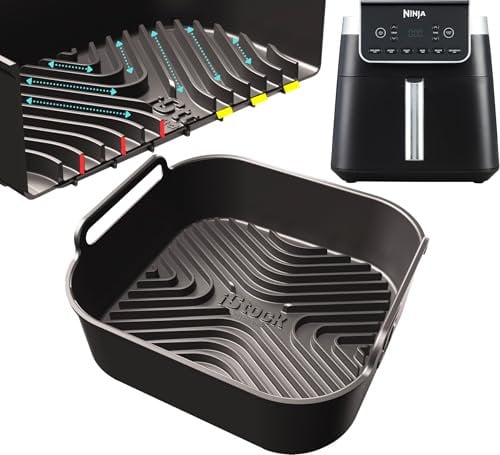 Ninja AF180UK Premium Silicone Liner | 1.5cm Ridges for Air Flow, 2.5mm Thick, Dishwasher Safe | Designed to Fit Ninja AF180UK Air Fryer | 1PC 6.2L Liter Silicone Air Fryer Liners | by iStock Kitchen