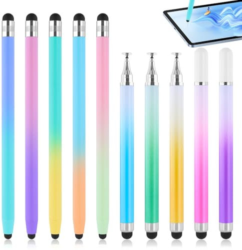 IETWATE 10PCS Stylus Pens for Touch Screens, Silicone Tip Stylus Pen for Ipad Android, 2 in 1 Touch Screen Stylu Pen with Dual Tip, High Precision Tablet Pens Touch Screens for All Tablet