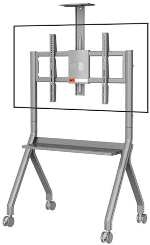 Smart Whiteboard Stand for 42-75 Inch Displays, Floor TV Stand with Lockable Wheels, Ideal for Office, Classroom, and Home Use