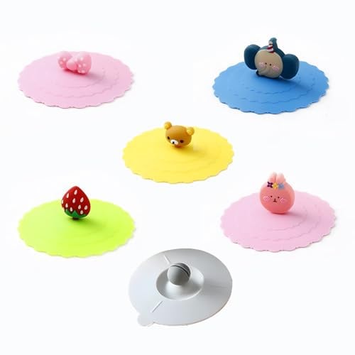 6-Piece Set of Vibrant Silicone Cup Covers with Playful Animal Designs, Reusable and Leakproof for Various Drinkware