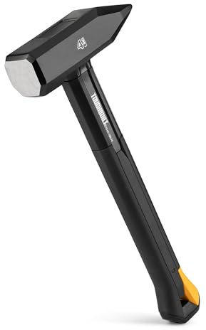 ToughBuilt – 4 lb. Fiberglass Blacksmith Hammer, Heavy-Duty Sledge Hammer with Drop-Forged Steel Head, Shock-Absorbing Fiberglass Handle, and Precision Balance for Professional Use