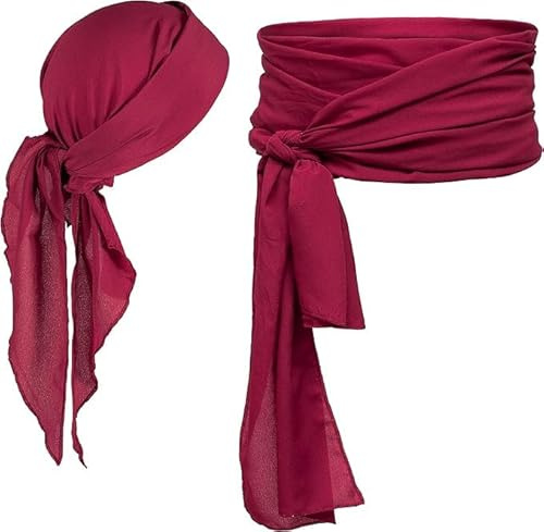 GLEEMEN Piraten Kostüm Zubehör Set, Piraten Schärpe Gürtel Set für Mittelalter Piratenlook, Halloween Karneval Accessoires, Große Schärpe Kopftuch Bandanas für Erwachsene