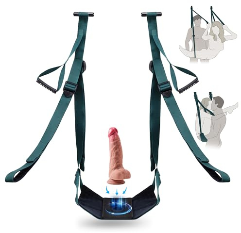 BDSM Door Sex Toys Sex Swing Bondage Slave Leather Soft Plush Sex Slings with Silicone Strap on Dildo,Leg Restraints Spreader Adult Toys for Couple