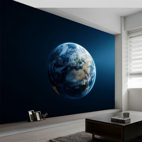 Fototapete Digitale Kunst Vlies Tapeten B200 x H140 cm, Geometrie Weltraum Erde Wandtapete XXL Wanddeko Mustertapete Design Wand Dekoration Vliestapete Wohnzimmer Schlafzimmer Büro Flur