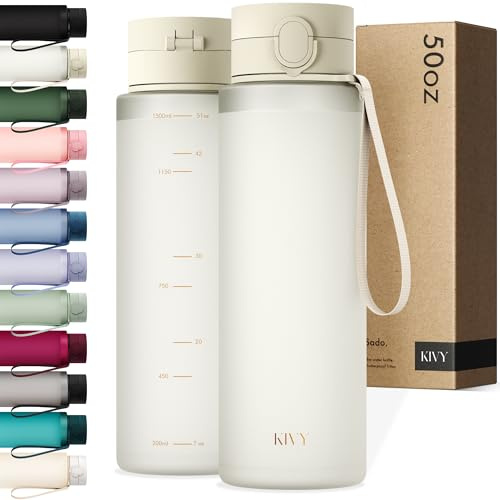 KIVY Tritan Botella de Agua 1.5L [IRROMPIBLE] - Water Bottle Sin BPA para Gimnasio, Gym & Deporte - Garrafa Reutilizable de Plástico Apto Lavavajillas - Cantimplora Deportiva, Oficina y Escuela