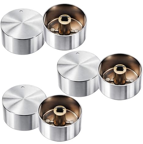 AropaeenGlowry 6-Piece Universal Gas Stove Knob Set - Round Control Switch Replacement for Oven & Hob, 6mm (0.24) Shaft Hole