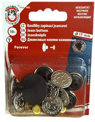 Jeansknöpfe Patentknöpfe Ersatz Knöpfe Jeans Hosen Druckknöpfe Nieten 17mm (Silber, 10 Stück)