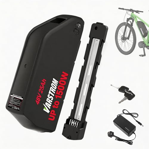 Varstrom 48V 25Ah Ebike Battery, High Capacity Downtube Lithium 48V Ebike Battery with 3A Charger, for Bafang AW 2000W 1500W 1000W 750W 500W Electric Bike Conversion Kit