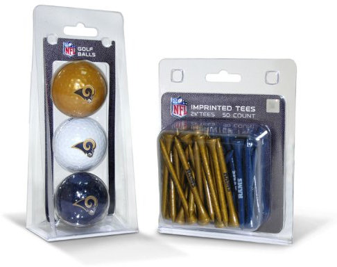 Team Golf NFL Los Angeles Rams 3 Golf Balls And 50 Golf Tees Logo Imprinted Golf Balls (3 Count) & 2-3/4 Regulation Golf Tees (50 Count), Multi Colored