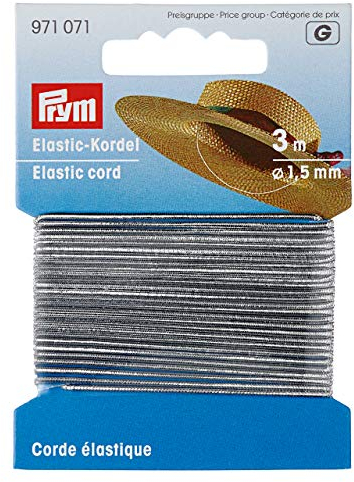 Prym 971071 Elastic-Kordel, 1,5 mm, 3 m, silberfarbig, Silber