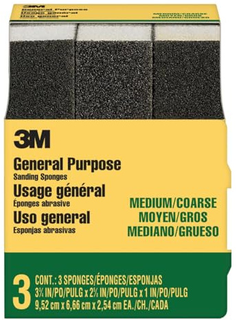 3M Medium/Coarse Sanding Sponge, 3-3/4-in x 2-5/8-in x 1-in, 3-Pack