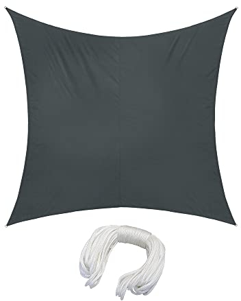 jarolift Sonnensegel Quadrat, Wasserabweisend, Sonnenschutz Sichtschutz für Terrasse Garten Balkon, Polyestergewebe, 360 x 360 cm, Anthrazit