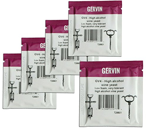 5X Gervin GV4 Wine Yeast 5g High Alcohol Yeast up to 21% 5-23L
