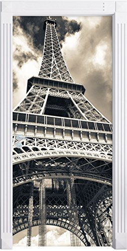 Stil.Zeit Möbel Prächtiger Eifelturm in Paris als Türtapete, Format: 200x90cm, Türbild, Türaufkleber, Tür Deko, Türsticker