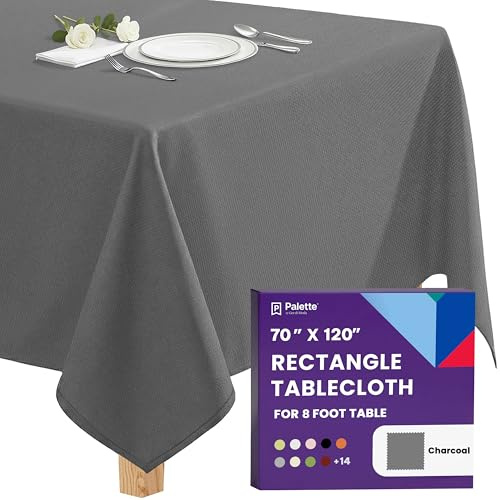 Gee Di Moda Rectangle Tablecloth - 70 x 120 Inch Charcoal Table Cloth for 6 or 8 Foot Rectangle Table - Heavy Duty Washable Fabric - for Buffet, Holiday, Dinner, Wedding & Baby Shower