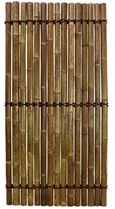 Bambus Zaun Apas 14 180x90cm schwarz- braun Halbschalen 5 bis 6cm, Verschnurrrung - Sichtschutzzaun Sichtschutzzäune Blickschutz aus Bambus Sichtschutzwand Raumabtrennung