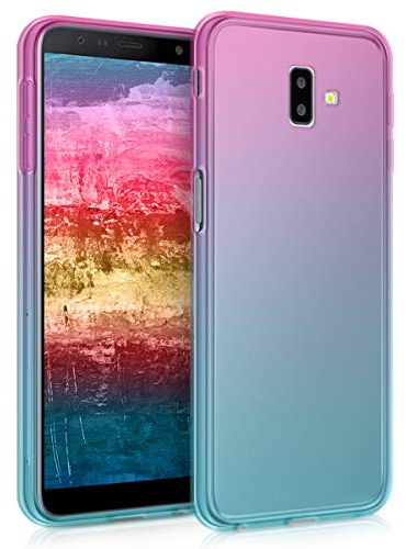 kwmobile Coque Compatible avec Samsung Galaxy J6+ / J6 Plus DUOS - Coque Souple en Gel Silicone - Dégradé Transparent -Fuchsia-Bleu-Transparent