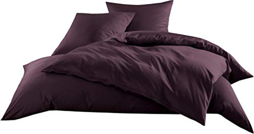 Bettwaesche-mit-Stil Mako-Satin Baumwollsatin Bettwäsche Uni einfarbig zum Kombinieren (Kissenbezug 40 cm x 80 cm, Brombeer) viele Farben & Größen