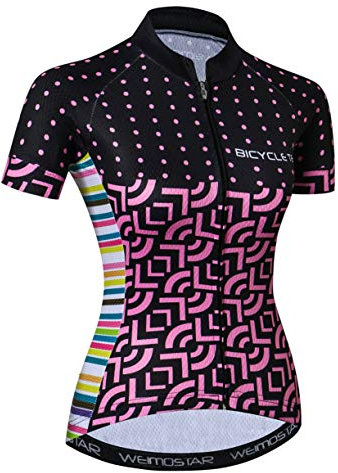 Weimostar Radtrikot Frauen Fahrrad Trikot MTB Trikot Tops für Frau Damen Radtrikot Pro Team Mountain Road Trikot Kurzarm Renn Hemden atmungsaktiv Sommer Kleidung schwarz Rosa Größe M