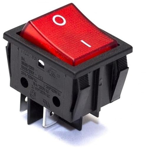 Interruttore 0-1 Luminoso 4 Contatti Bipolare - Led Rosso Vari Utilizzi 30 X 22 Mm Universale