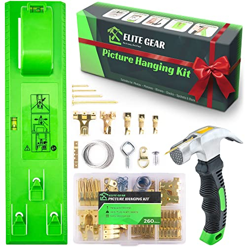 Picture Hanging Kit, Picture Hangers, 260 Pieces Wall Hangers Accessories With Picture Hanging Hooks, Nails for Hanging Pictures, Frame Hanging Hardware With small Claw Mini Hammer With Magnetic Head.