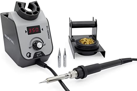 GALLUNOPTIMAL Lötstation Pionier 110 – 68 Watt – temperaturgeregelt - mit Temperatur-Display und Temperatursensor – ergonomischer Griff - 80°C bis 480°C