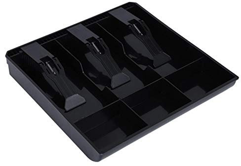 Cassetto Cassa Registratore, Vassoio dell'inserto per Contanti 3 Banconote 3 Monete Scatola Porta Soldi con Molla Robusta e Design a Forma di (Nero)
