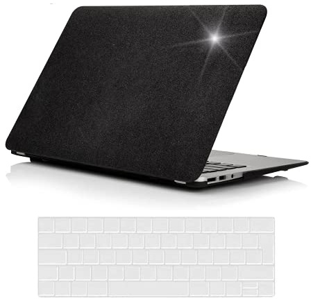 AUSMIX Étui de Protection en Cuir pour MacBook Air 13 2020 2019 2018 Release A1932 A2179 A2337 M1 à Paillettes pour Ordinateur Portable avec Mac Air 13 avec Touch ID Noir Brillant