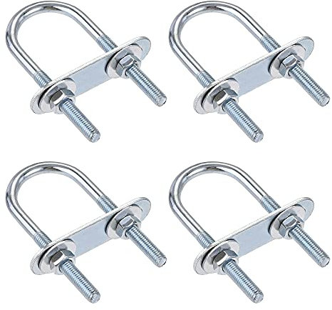 sourcing map Round U-Bolts 4 Sets 1.34(34mm) Inner Width 75mm Length Steel M6 with Nut, Plate, Washer